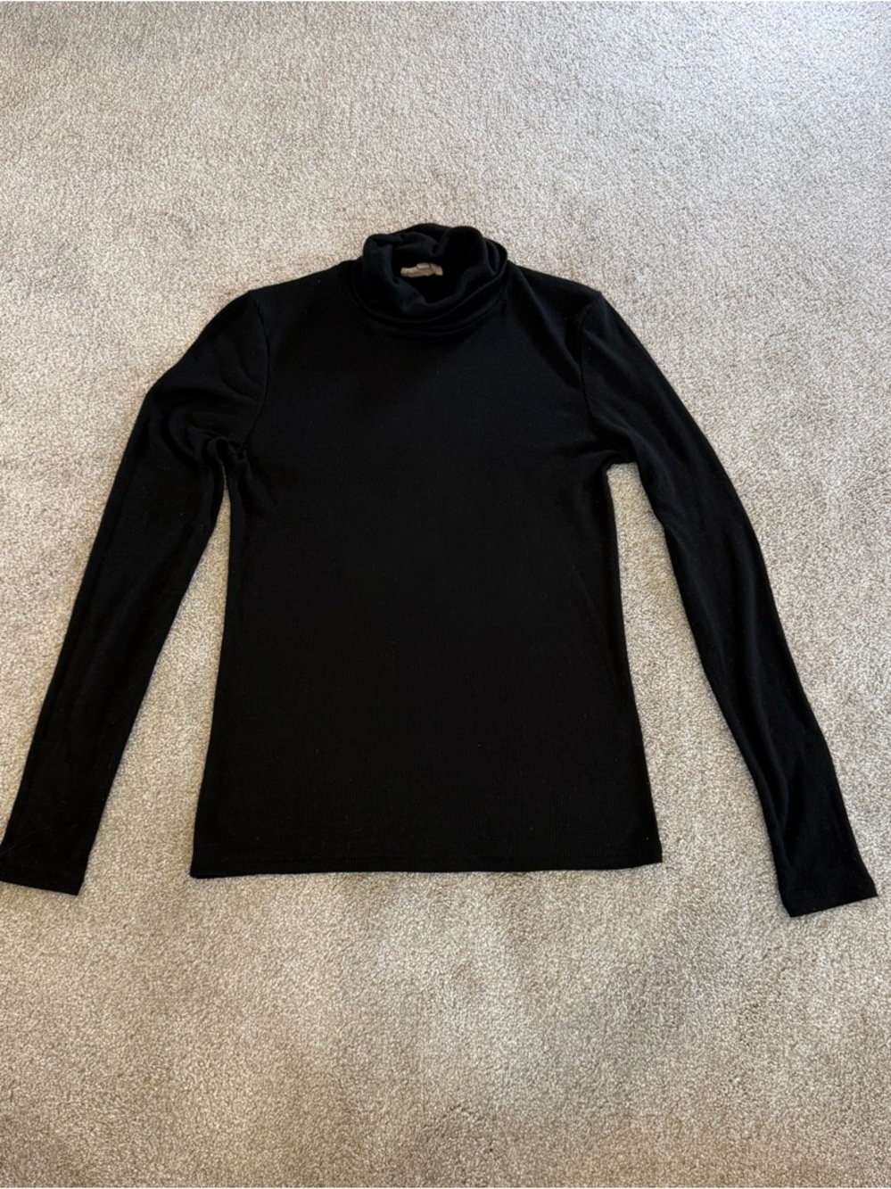 Madewell Ribbed Turtleneck Top Black Long Sleeve Stretch Knit Size Small